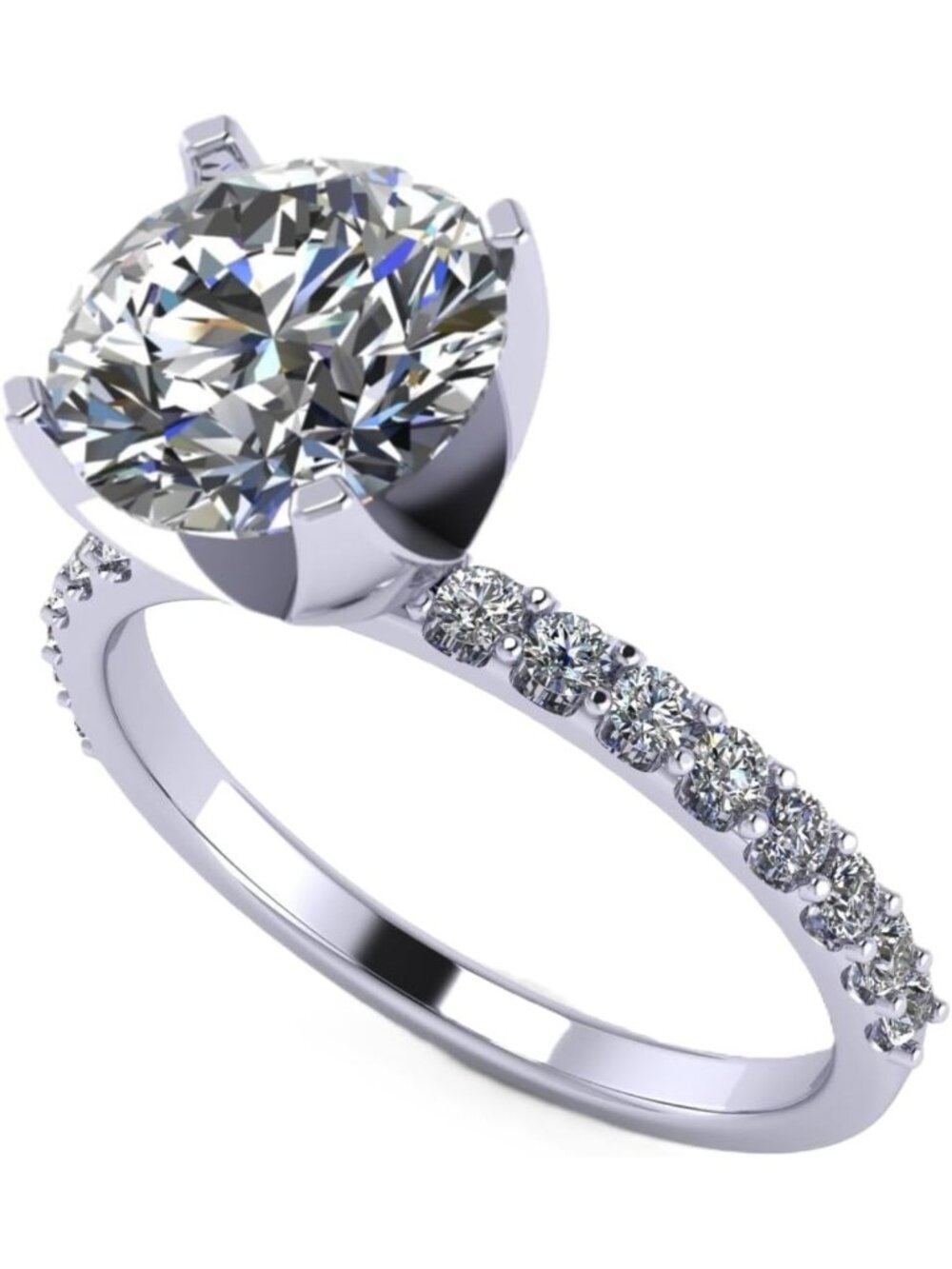 Stunning Round Solitaire Simulated Diamond Engagement Ring, 1.00ct-4.00ct